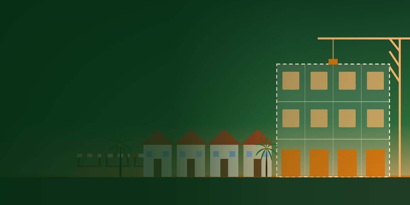 Ilustrasi rumah sewa, gerai dan rancangan rumah kedai tiga tingkat